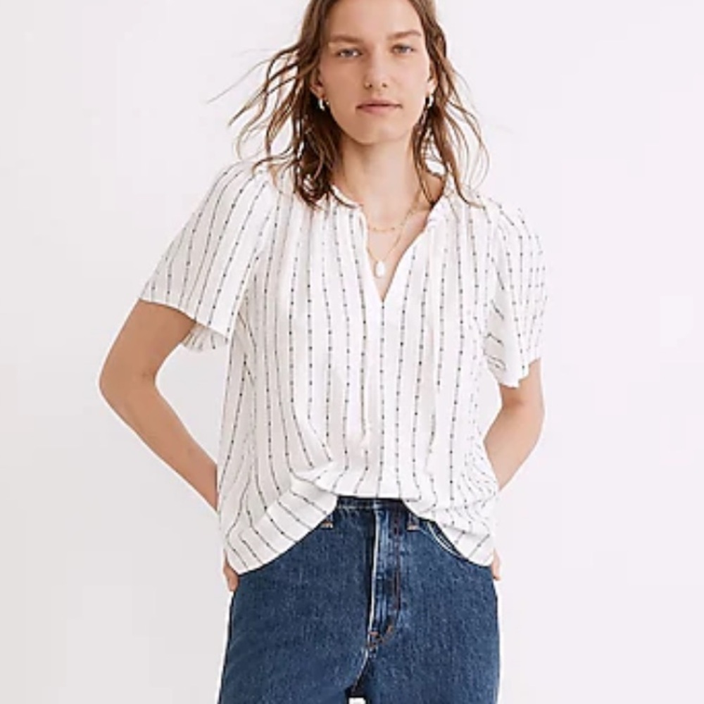 MADEWELL Tie-Neck Tunic Top SIZE 4X
COLORBright Ivory